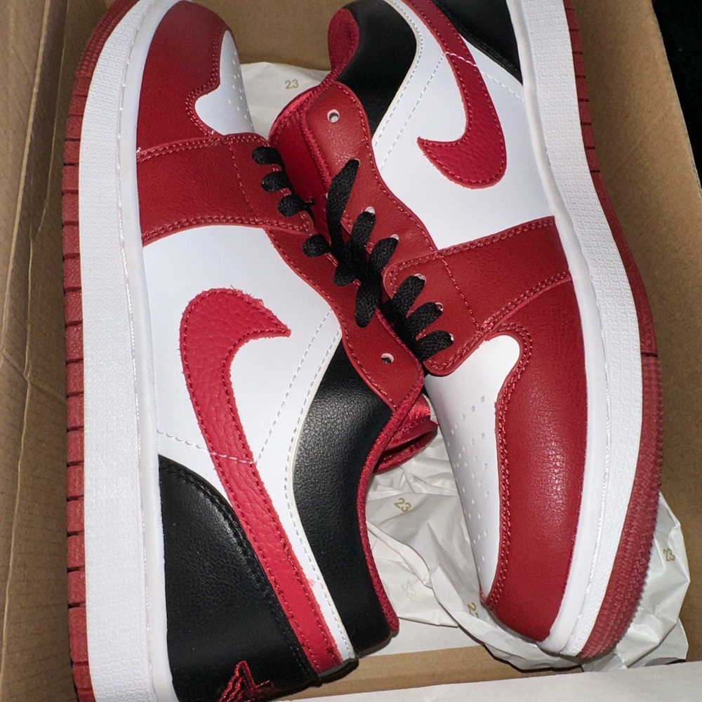 Men's Air Jordan 1 Low Red and Black Sneakers